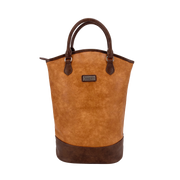 Sachi Insulated Two Bottle Wine Tote - Brown Faux Leather
