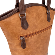 Sachi Insulated Two Bottle Wine Tote - Brown Faux Leather