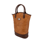 Sachi Insulated Two Bottle Wine Tote - Brown Faux Leather
