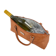 Sachi Insulated Wine Purse - Brown Faux Leather