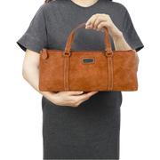 Sachi Insulated Wine Purse - Brown Faux Leather