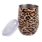 Leopard print stainless steel tumbler with clear lid