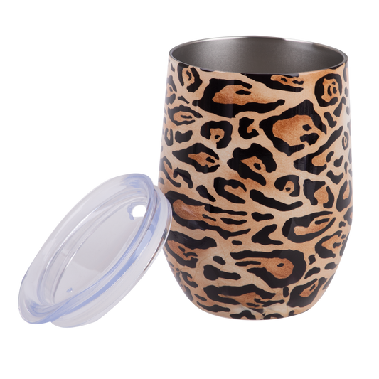 Oasis stainless Steel double wall Insulated wine Tumbler 330ml Leopard