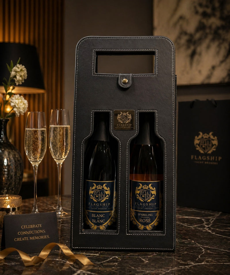 Happy customer holding premium sparkling wine