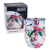 Oasis stainless Steel double wall Insulated wine Tumbler 330ml Spring Blossom
