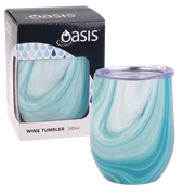 Oasis stainless Steel double wall Insulated wine Tumbler 330ml Blue Marble